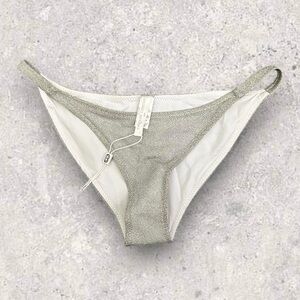 NWOT Caroline Constas Mykela Shimmer Bikini Bottom Silver Size Small